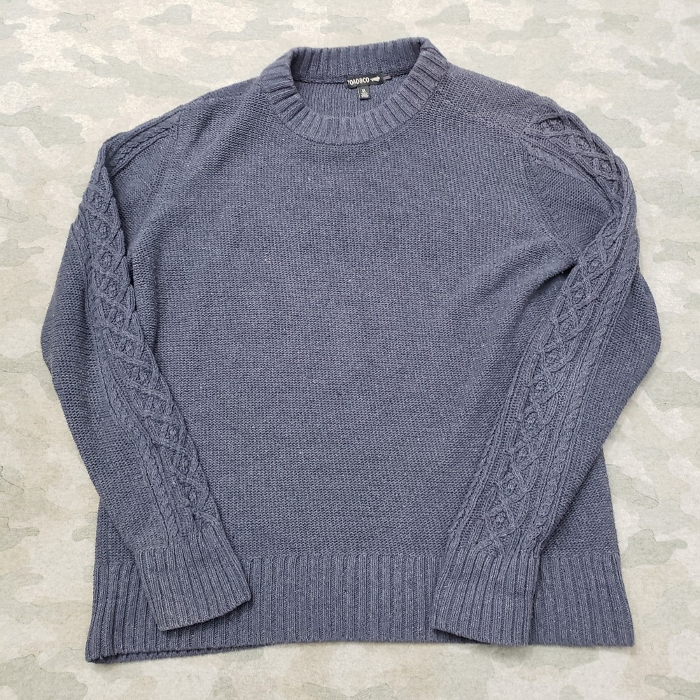 Toad&Co Sweater Womens XL Blue Cable Crew Pullover Long Sleeve